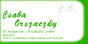 csaba orszaczky business card
